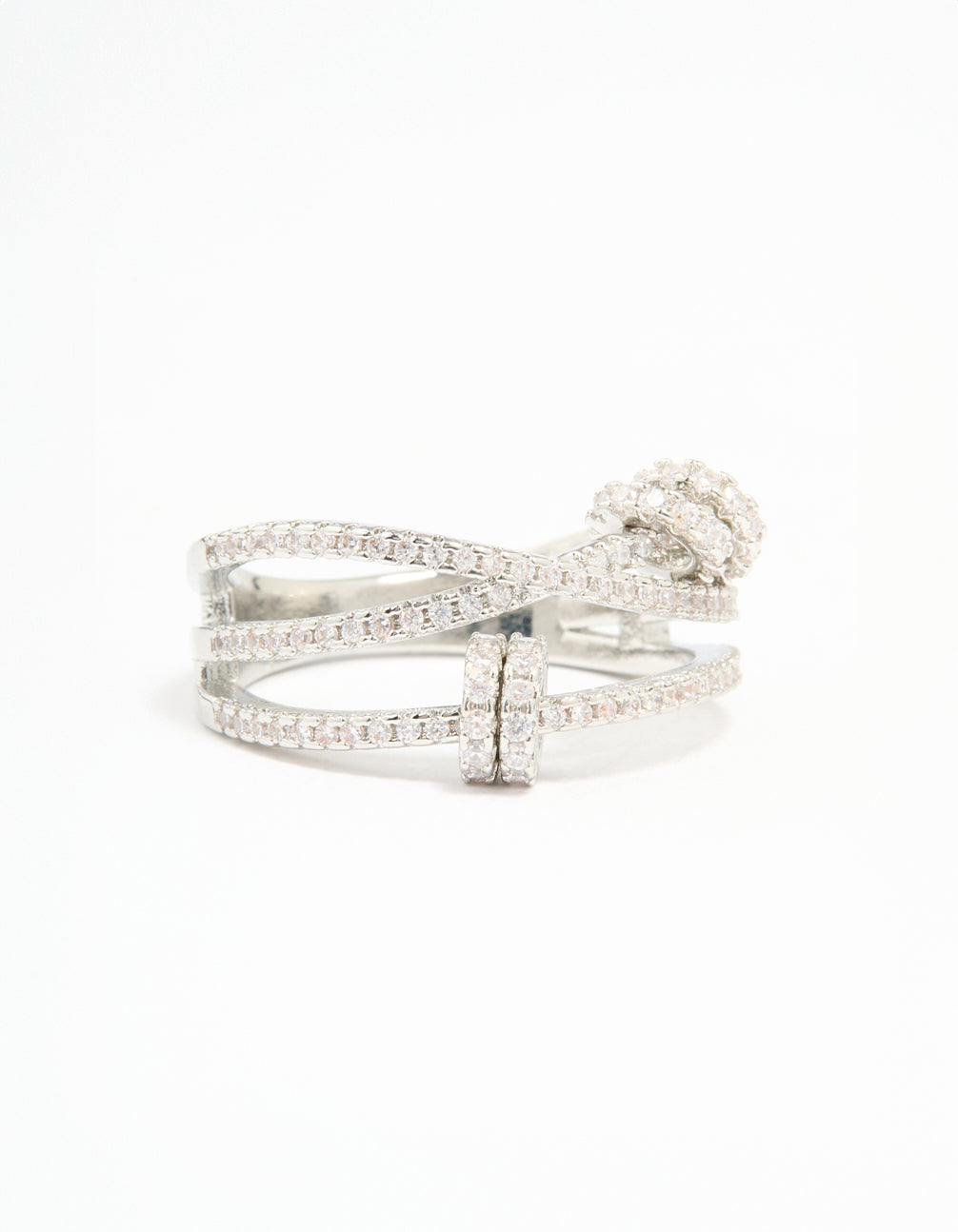Silver Cubic Zirconia Rondell Stacked Ring