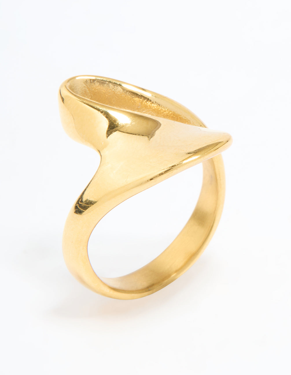 Waterproof Gold Plated Stainless Steel Open Swirl Ring