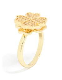 Waterproof Gold Plated Stainless Steel Spinning Clover Ring - link has visual effect only