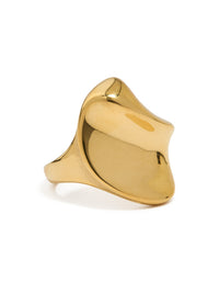 Waterproof Gold Plated Stainless Steel Curved Statement Ring - link has visual effect only