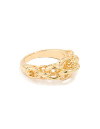 Gold Plated Link Band Ring - link has visual effect only