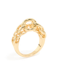 Gold Plated Link Band Ring - link has visual effect only