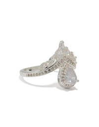 Silver Plated Cubic Zirconia Princess Cut Ring - link has visual effect only