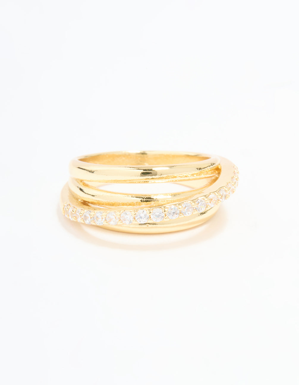 Gold Plated Cubic Zirconia Triple Layer Ring