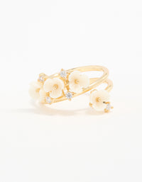 Gold Plated Cubic Zirconia Flower Wrap Ring - link has visual effect only