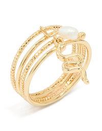 Gold Plated Pearl Snake Layered Ring - link has visual effect only
