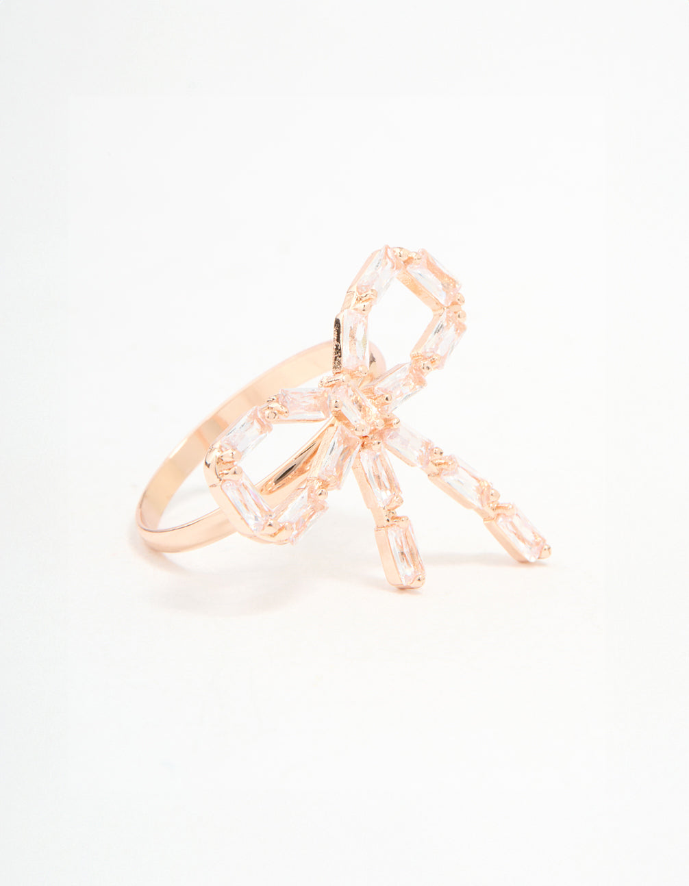 Rose Gold Diamante Bow Ring