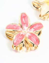 Gold Pink & Cream Enamel Frangipani Claw Clips 2-Pack - link has visual effect only