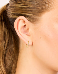 Gold Plated Sterling Silver Cubic Zirconia Pavé Oblong Hoop Earrings - link has visual effect only