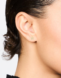 Gold Plated Sterling Silver Cubic Zirconia Flower Stud Earrings - link has visual effect only