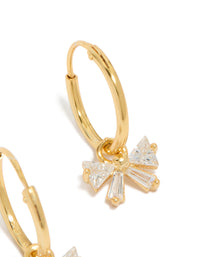 Gold Plated Sterling Silver Cubic Zirconia Bow Huggie Earrings - link has visual effect only