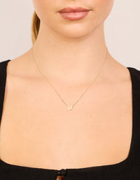 Gold Plated Sterling Silver Cubic Zirconia Horseshoe Necklace - link has visual effect only