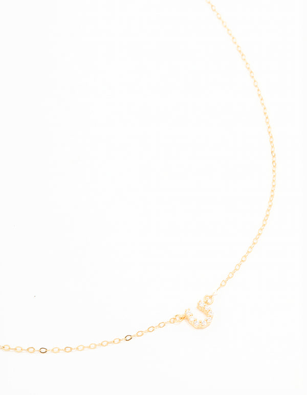 Gold Plated Sterling Silver Cubic Zirconia Horseshoe Necklace