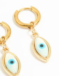 Waterproof Gold Plated Stainless Steel Double Evil Eye Earrings 2-Pack - link has visual effect only