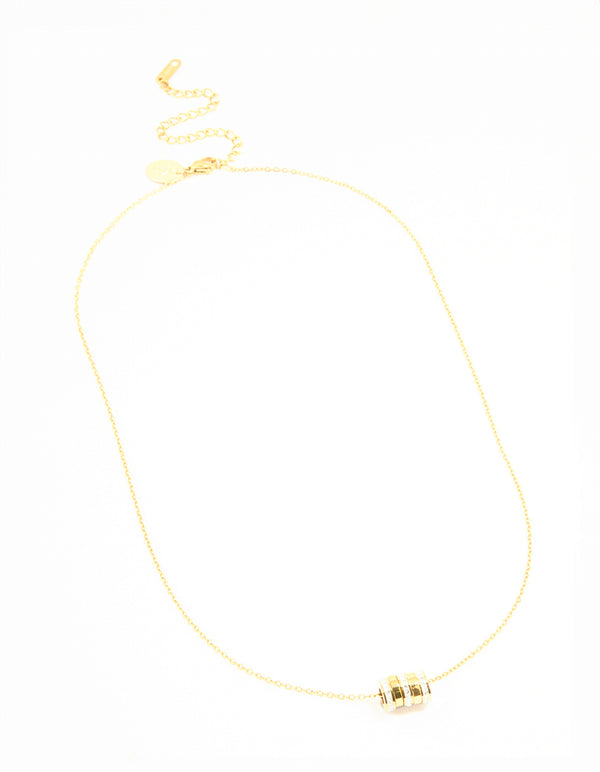 Waterproof Gold Plated Stainless Steel Cubic Zirconia Rondell Necklace