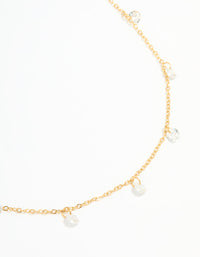 Waterproof Gold Plated Stainless Steel Cubic Zirconia Floating Charm Necklace - link has visual effect only