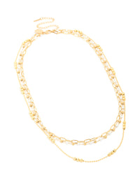 Waterproof Gold Plated Stainless Steel Multi Beaded Layered Necklace - link has visual effect only