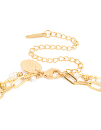 Waterproof Gold Plated Stainless Steel Multi Beaded Layered Necklace - link has visual effect only
