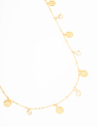 Waterproof Gold Plated Stainless Steel Diamante & Disc Waist Chain - link has visual effect only