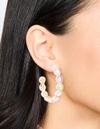 Gold Multicoloured Diamante Hoop Earrings - link has visual effect only