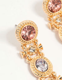 Gold Multicoloured Diamante Link Drop Earrings - link has visual effect only