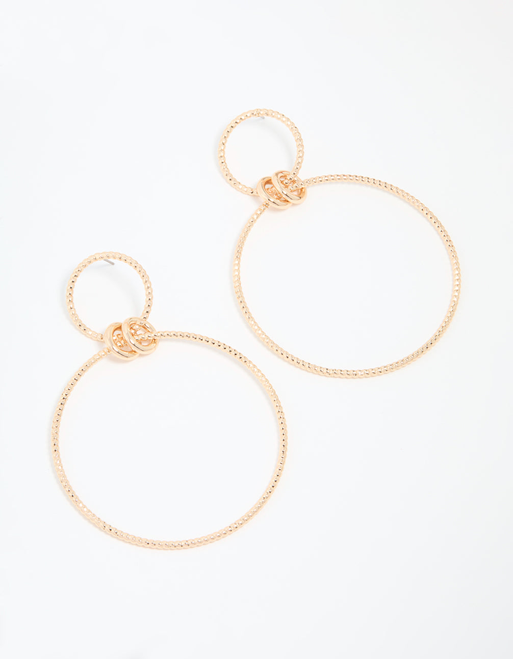 Antique Gold Large Circle Link Drop Earrings