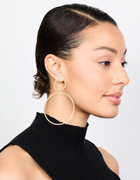 Antique Gold Large Circle Link Drop Earrings - link has visual effect only