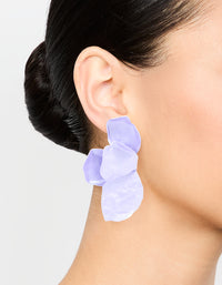 Gold Purple Coated Metal Flower Petal Drop Earrings - link has visual effect only