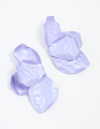 Gold Purple Coated Metal Flower Petal Drop Earrings - link has visual effect only