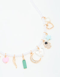 Gold Pearl Celestial Charm Necklace - link has visual effect only