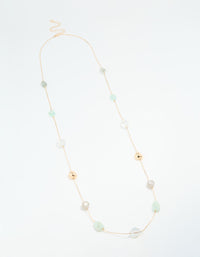 Gold Organic Beaded Long Necklace - link has visual effect only