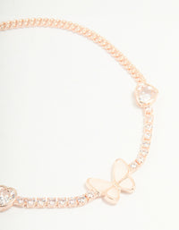 Rose Gold Plated Cubic Zirconia Butterfly Chain Bracelet - link has visual effect only