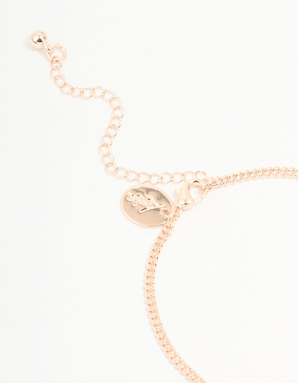Rose Gold Plated Cubic Zirconia Butterfly Chain Bracelet