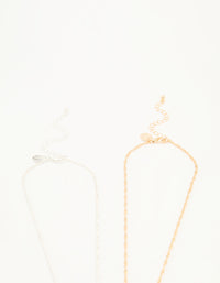 Mixed Metal Frangipani Pendant Necklaces 2-Pack - link has visual effect only