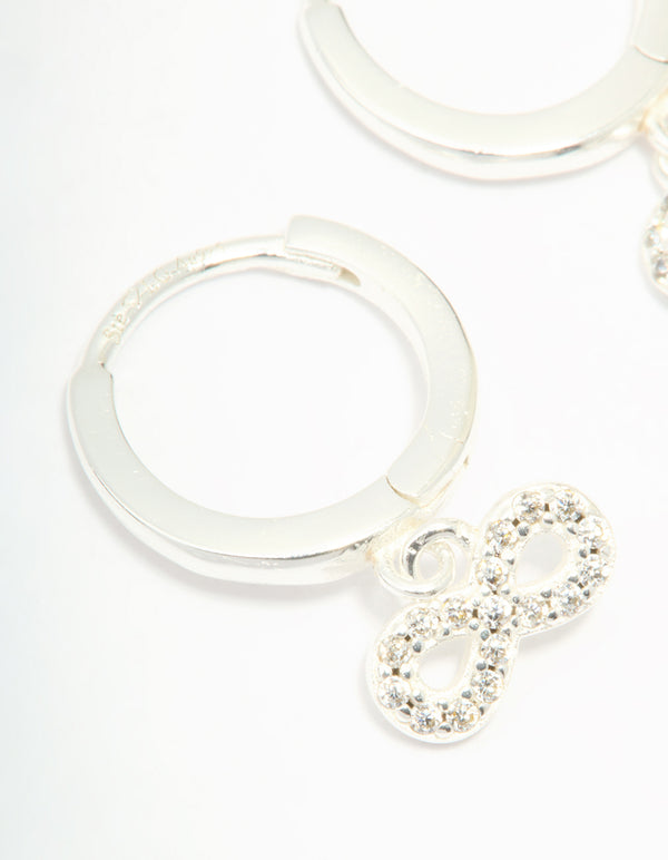 Sterling Silver Cubic Zirconia Infinity Huggie Earrings