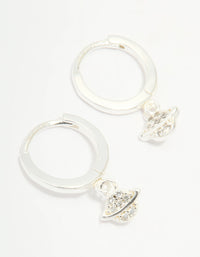 Sterling Silver Cubic Zirconia Planet Huggie Earrings - link has visual effect only