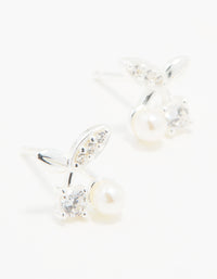 Sterling Silver Cubic Zirconia Cherry Stud Earrings - link has visual effect only