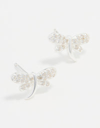 Sterling Silver Cubic Zirconia Dragonfly Stud Earrings - link has visual effect only
