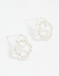 Sterling Silver Cubic Zirconia Double Flower Stud Earrings - link has visual effect only