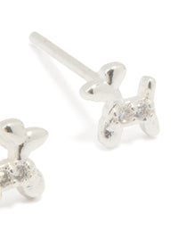 Sterling Silver Cubic Zirconia Balloon Dog Stud Earrings - link has visual effect only