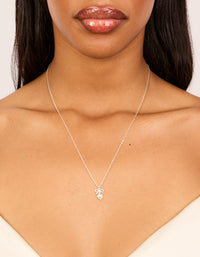 Sterling Silver Bow & Heart Drop Necklace - link has visual effect only