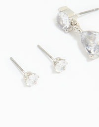 Silver Cubic Zirconia Stud & Drop Earrings 3-Pack - link has visual effect only