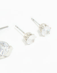 Silver Cubic Zirconia Stud & Drop Earrings 3-Pack - link has visual effect only