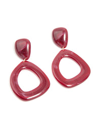 Red Acrylic Organic Open Square Oval Drop Earrings - link has visual effect only