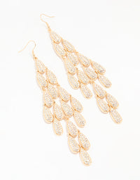 Gold Diamante Oval Large Drop Earrings - link has visual effect only