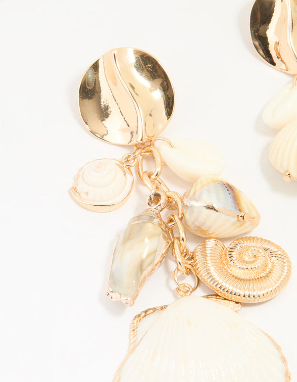 Gold Genuine Shell Drop Earrings