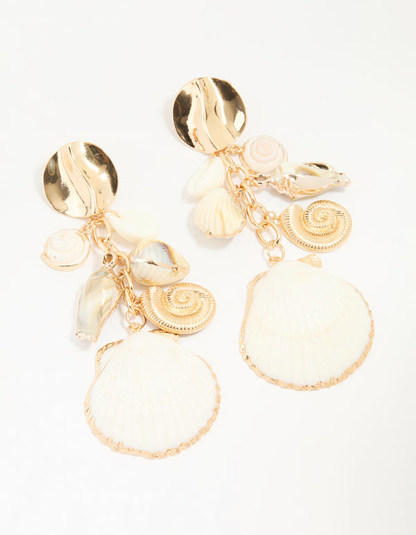 Gold Genuine Shell Drop Earrings
