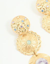 Worn Gold Large Disc Drop Earrings - link has visual effect only