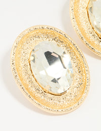 Gold Diamante Oval Large Stud Earrings - link has visual effect only