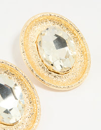 Gold Diamante Oval Large Stud Earrings - link has visual effect only